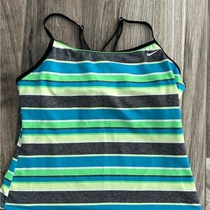 Nike Multicolor Striped Tankini  Swim Top